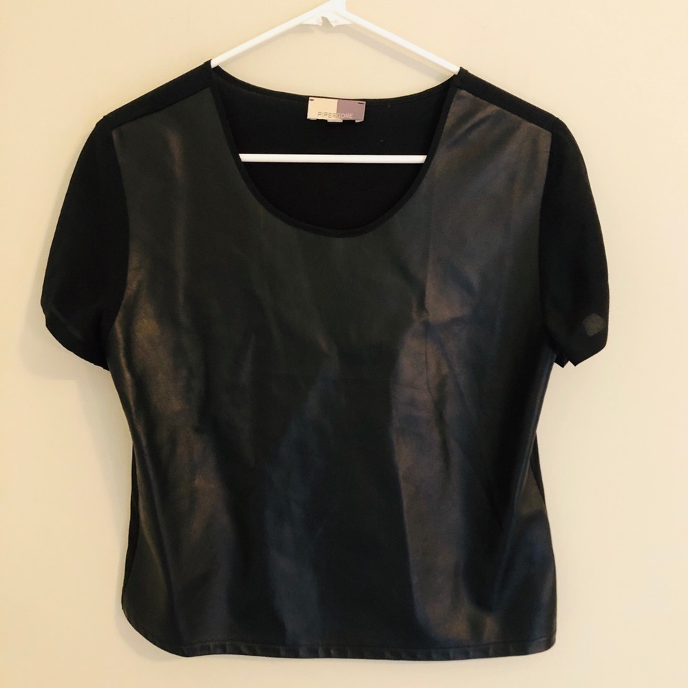 Piper Gore 100% Leather and Silk Top